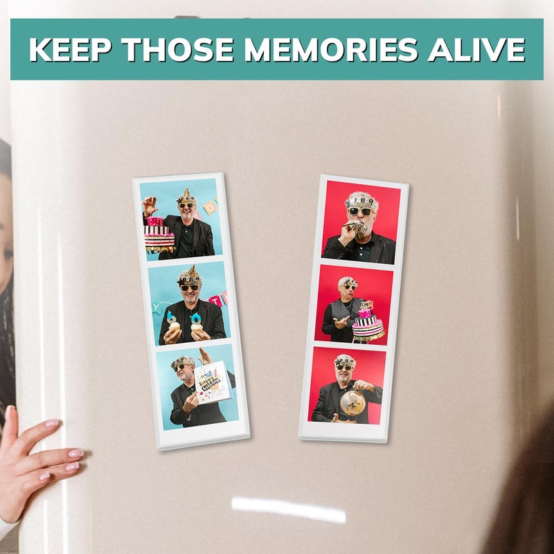 pbf PHOTO BOOTH FRAMES 2x6 Magnetic Picture Frames for Refrigerator | 2 x 6 Clear Magnetic Vinyl Frames for Photo Strips for Fridge (100-Pack) - Image 3